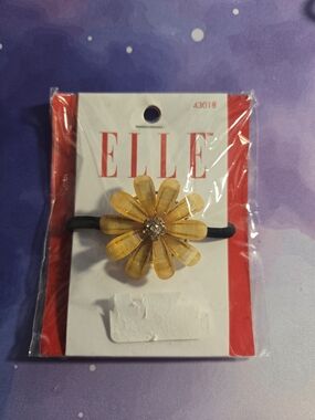 ELLE Yellow Flower Elastic Hair Tie NWT